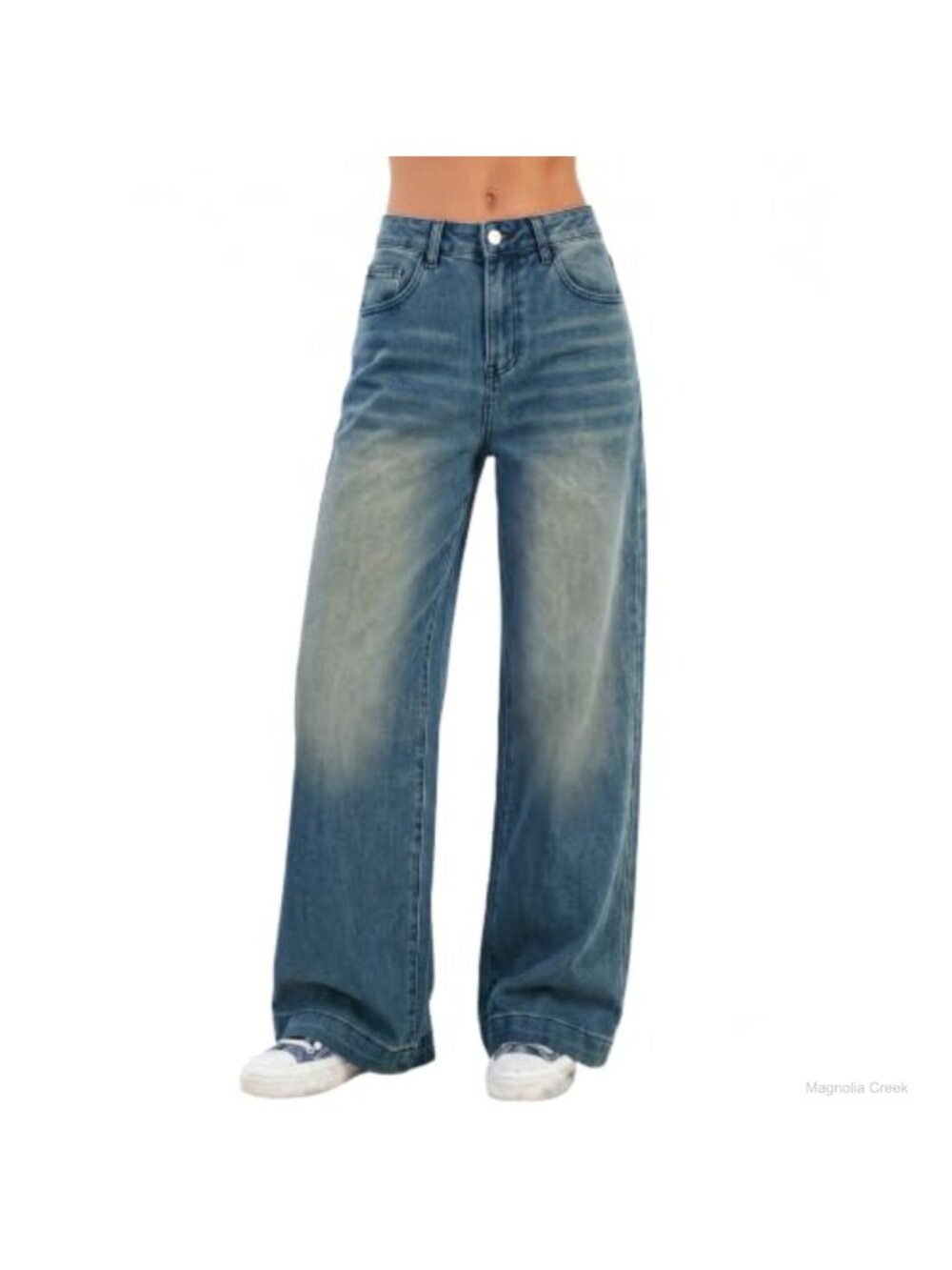 High Waist Wide Leg Baggy Stretch Denim Jeans Casual Everyday